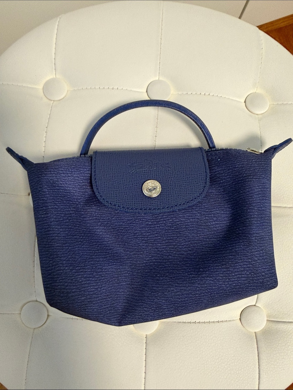 Longchamp Navy Small Top-Handle Cosmetic Pouch